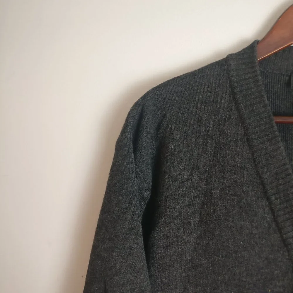 Pure Wool Cardigan sweater dress with pockets 100% Wool, Heather gray - Picture 3 of 9